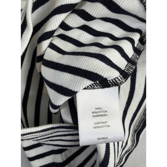Gibson Latimer Women's Black and White Striped Ruffle Cap Sleeve Top S/M - Picture 6 of 7